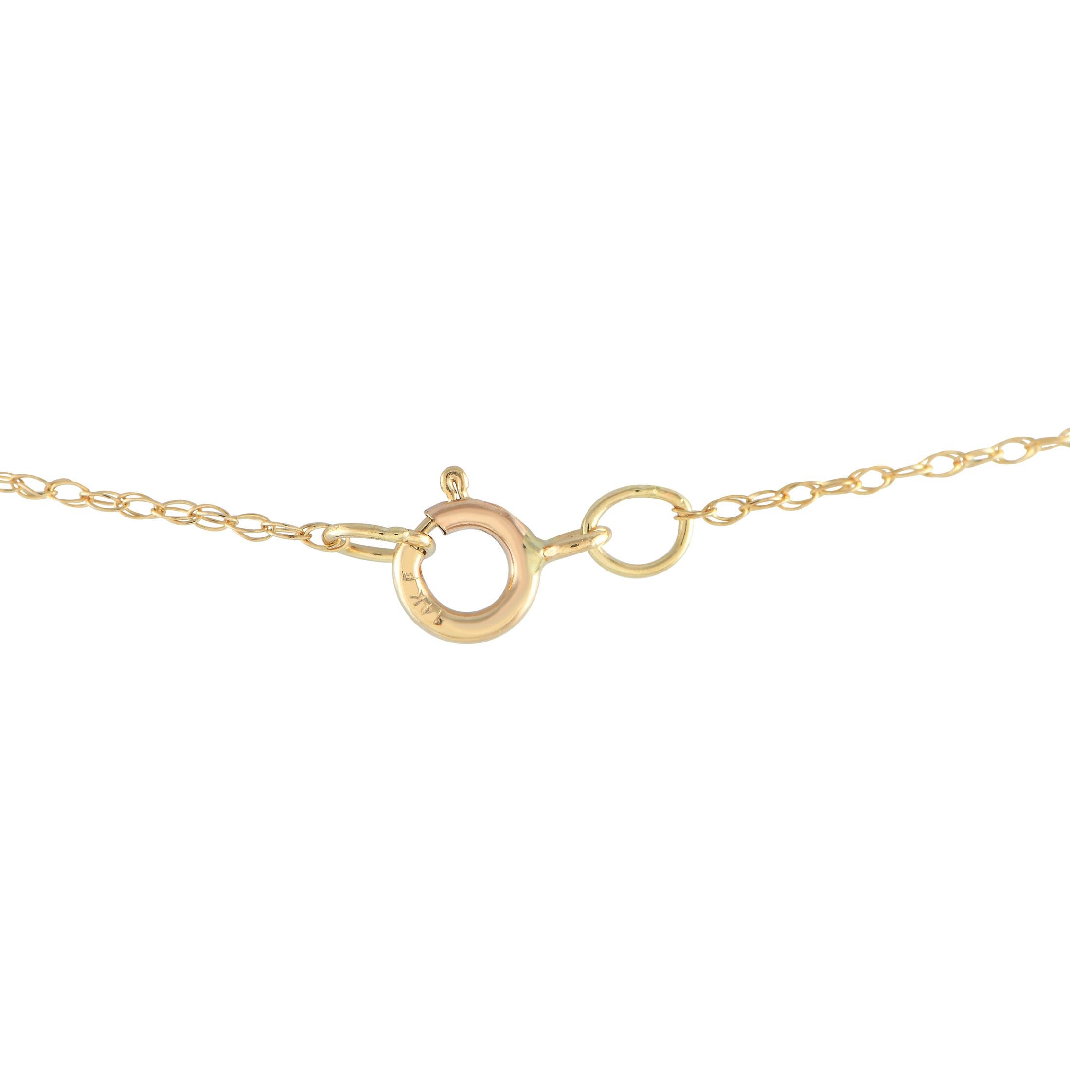 Round Cut LB Exclusive 14K Yellow Gold 0.11ct Diamond & Opal Pendant Necklace PD4-16268YOP