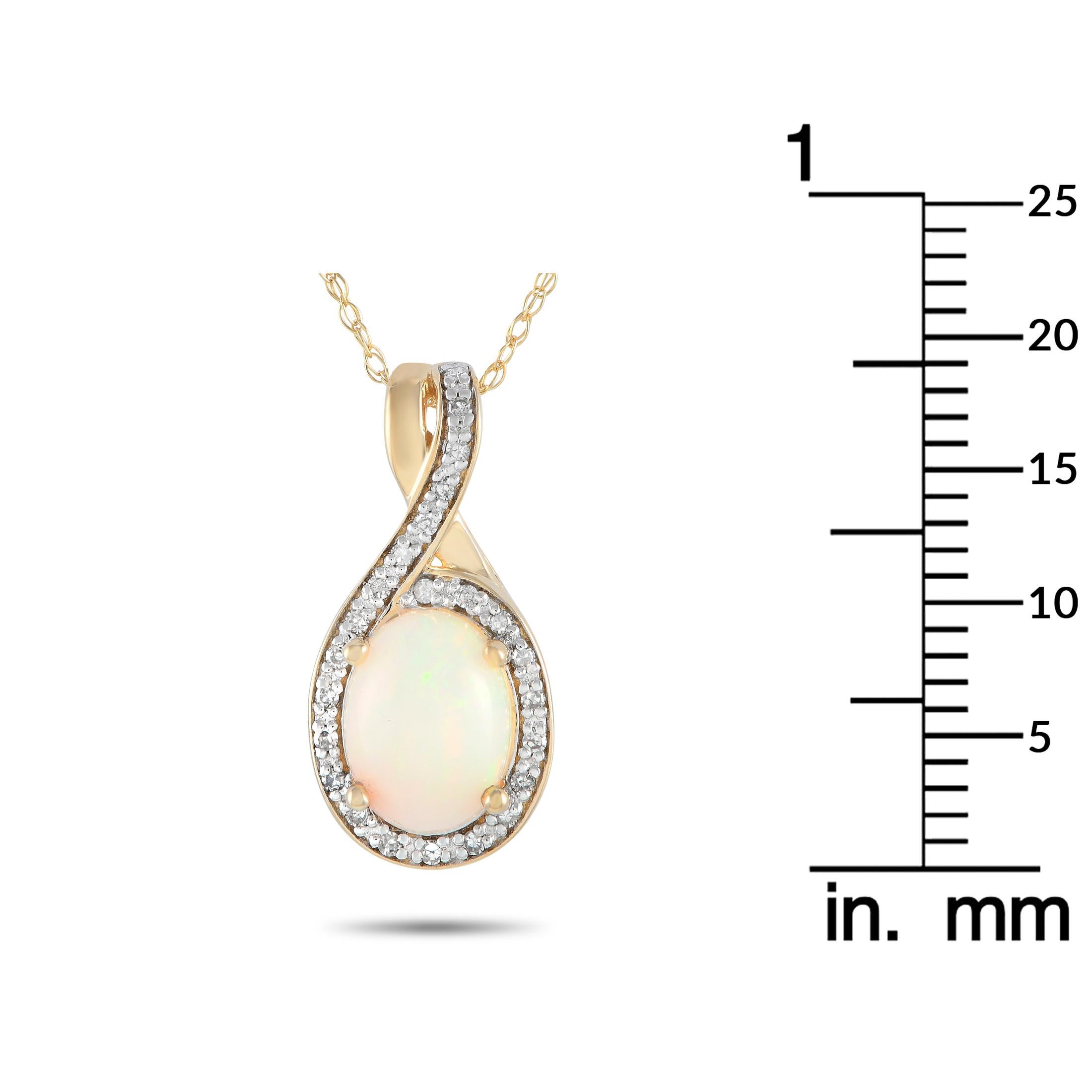 LB Exclusive 14K Yellow Gold 0.11ct Diamond & Opal Pendant Necklace PD4-16268YOP In New Condition For Sale In Southampton, PA