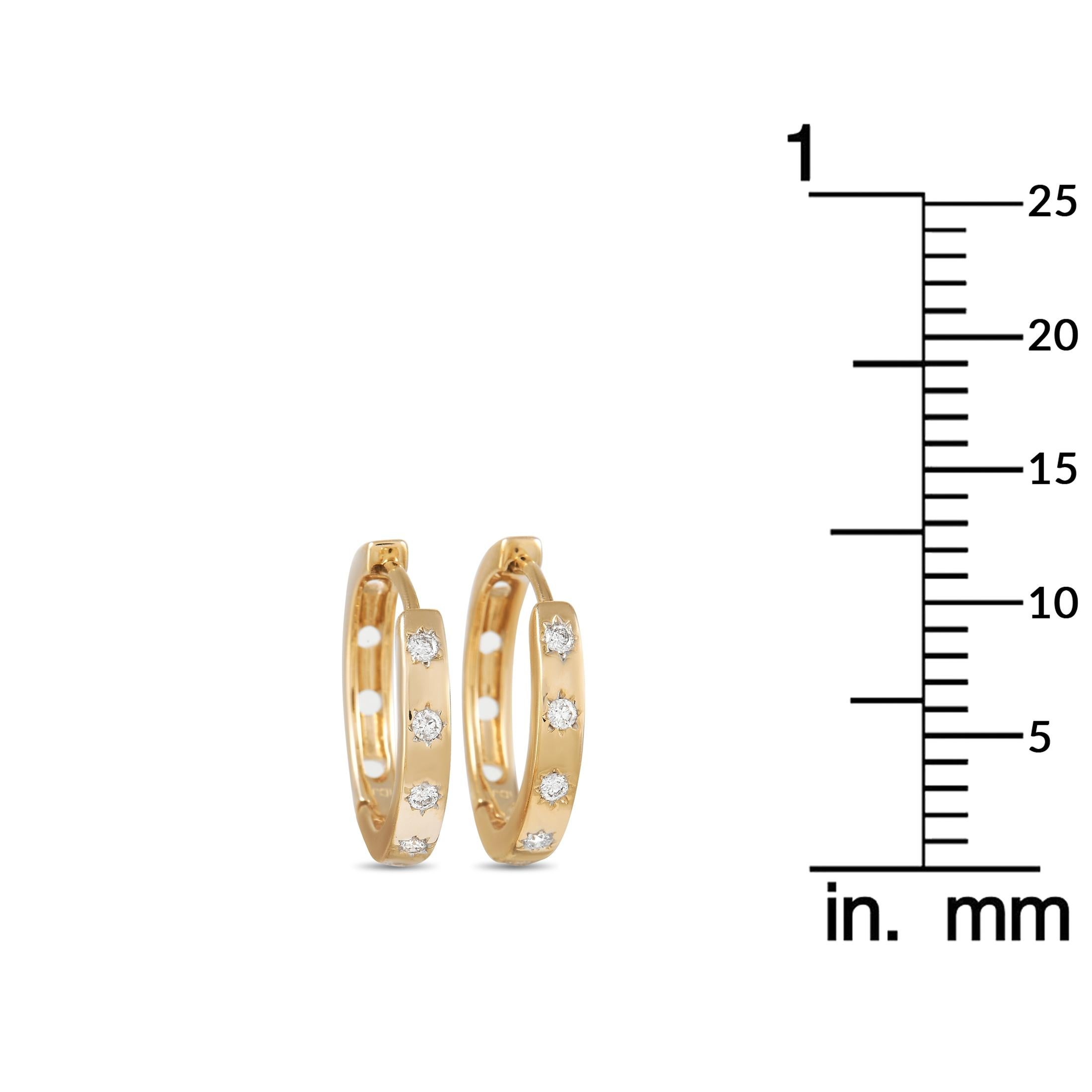 Round Cut LB Exclusive 14K Yellow Gold 0.12 Ct Diamond Huggie Earrings