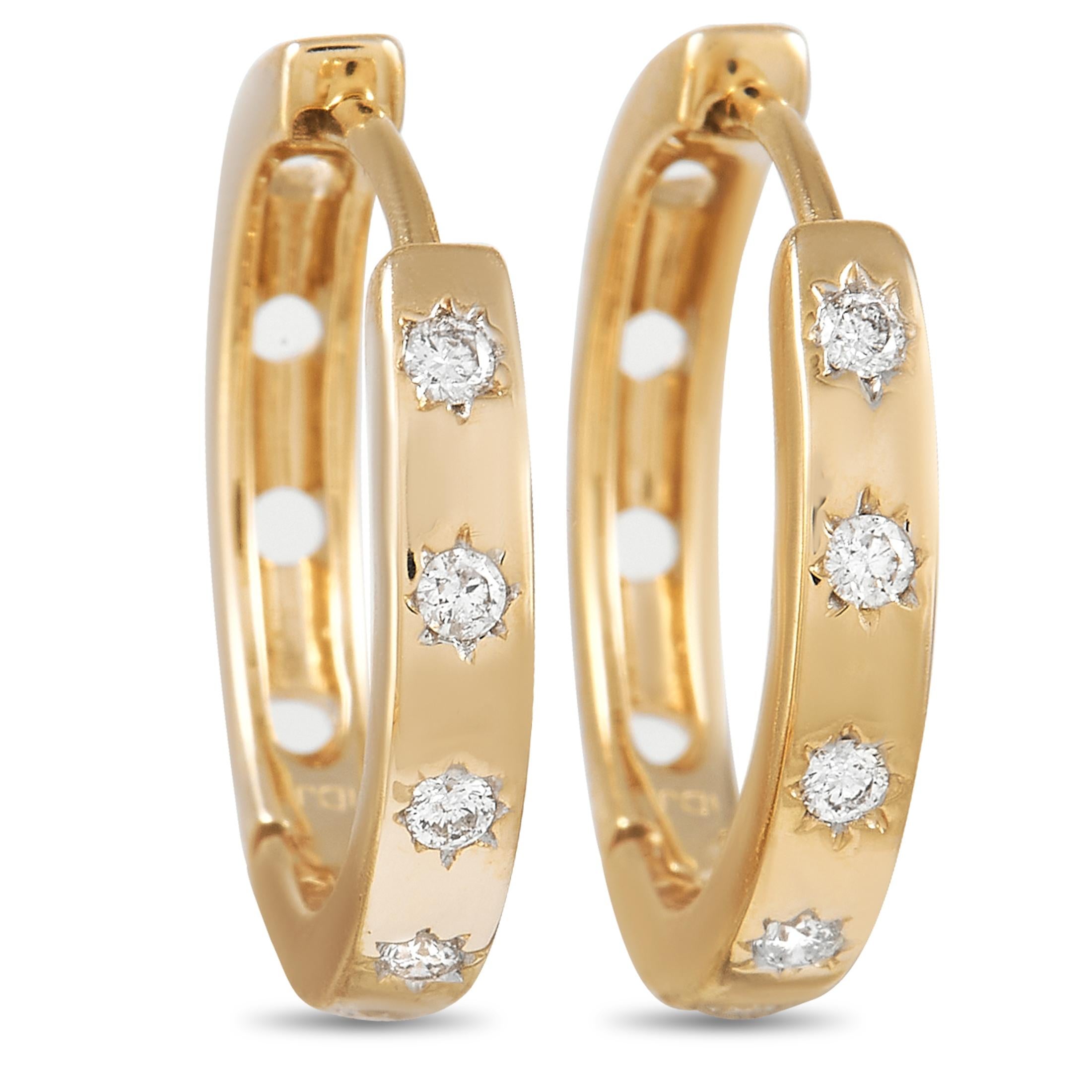 LB Exclusive 14K Yellow Gold 0.12 Ct Diamond Huggie Earrings In New Condition In Southampton, PA