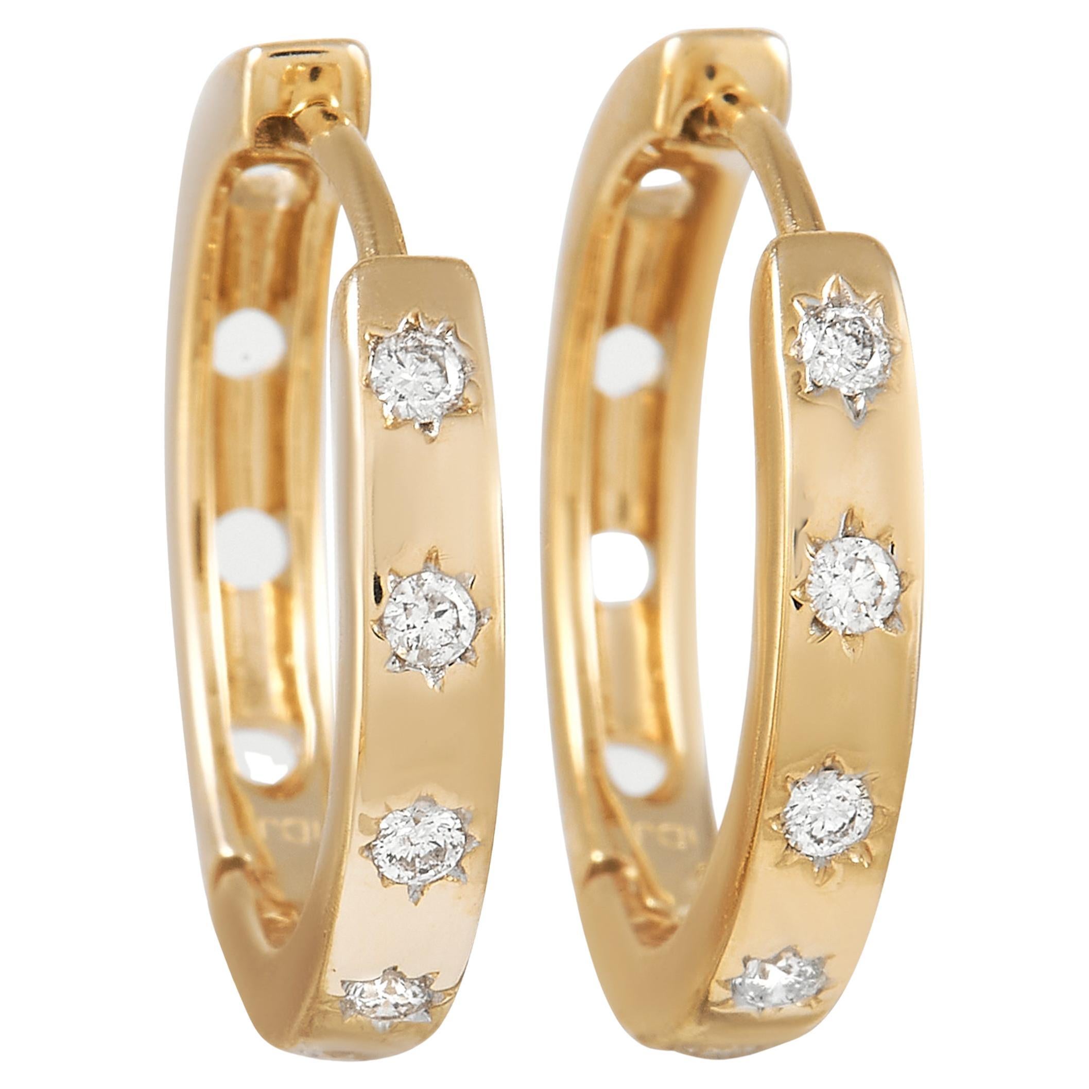 LB Exklusive Huggie-Ohrringe, 14 Karat Gelbgold 0,12 Karat Diamant