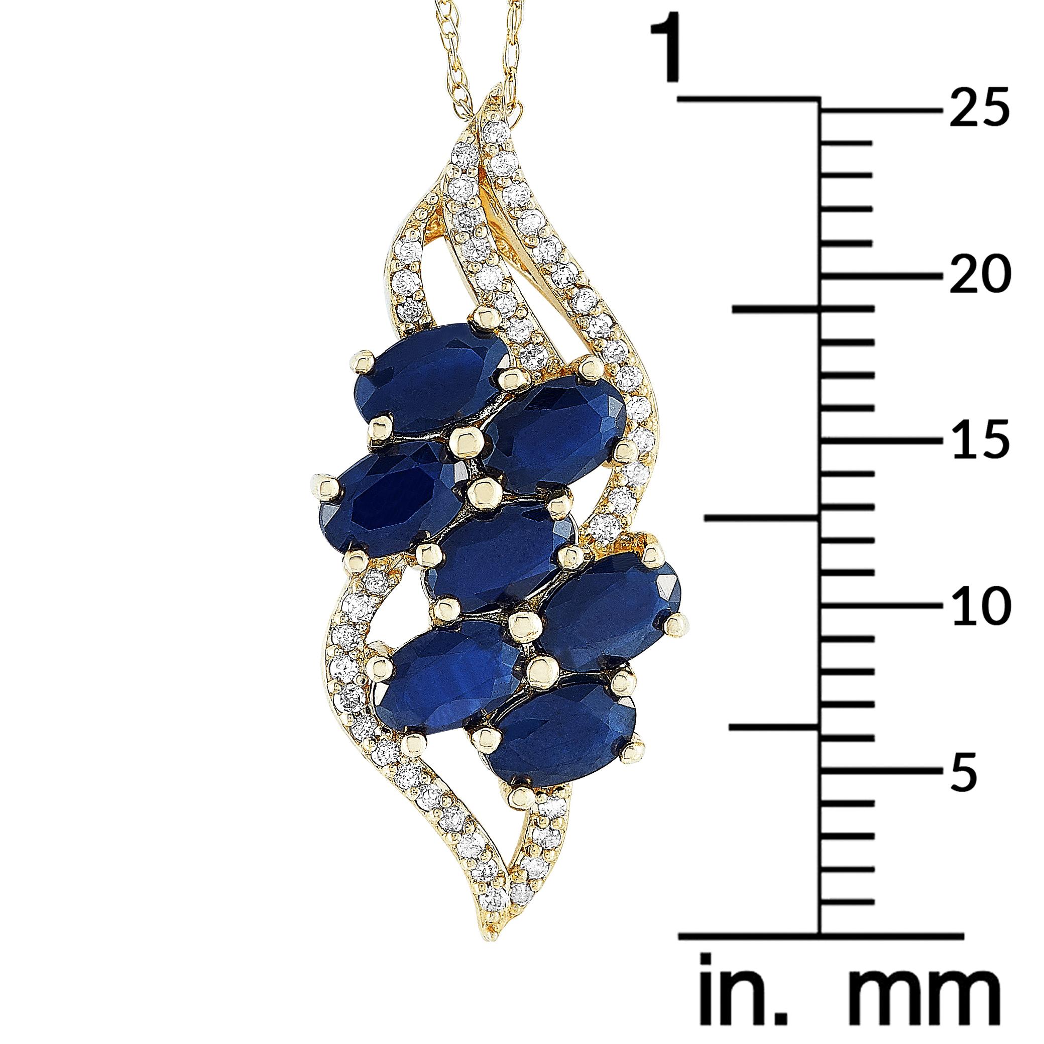 LB Exclusive 14 Karat Yellow Gold 0.13 Carat Diamond and Sapphire Necklace In New Condition In Southampton, PA