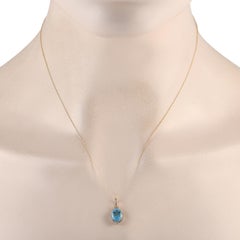 LB Exclusive 14K Yellow Gold 0.13ct Diamond & Topaz Oval Pendant PD4-15500YTB