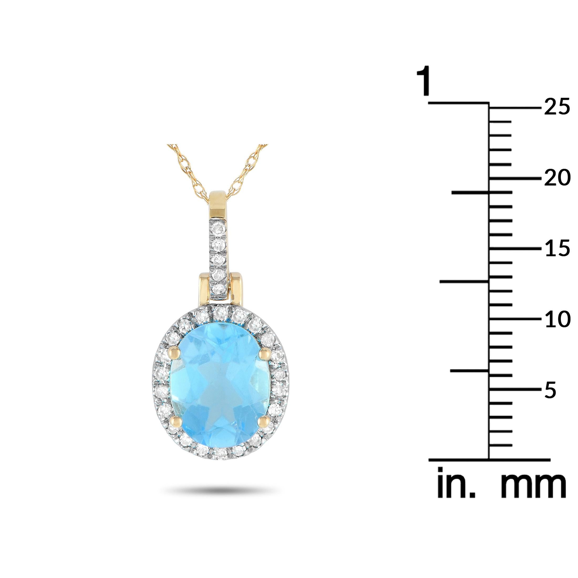 LB Exclusive 14K Yellow Gold 0.13ct Diamond & Topaz Oval Pendant PD4-15500YTB In New Condition For Sale In Southampton, PA