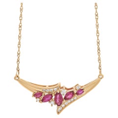 LB Exclusive Collier en or jaune 14 carats avec diamants 0,14 carat et rubis