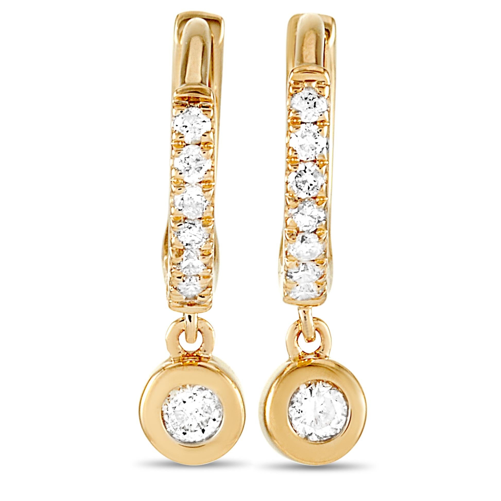 Boucles d'oreilles exclusives en or jaune 14 carats avec diamants 0,15 carat Neuf - En vente à Southampton, PA