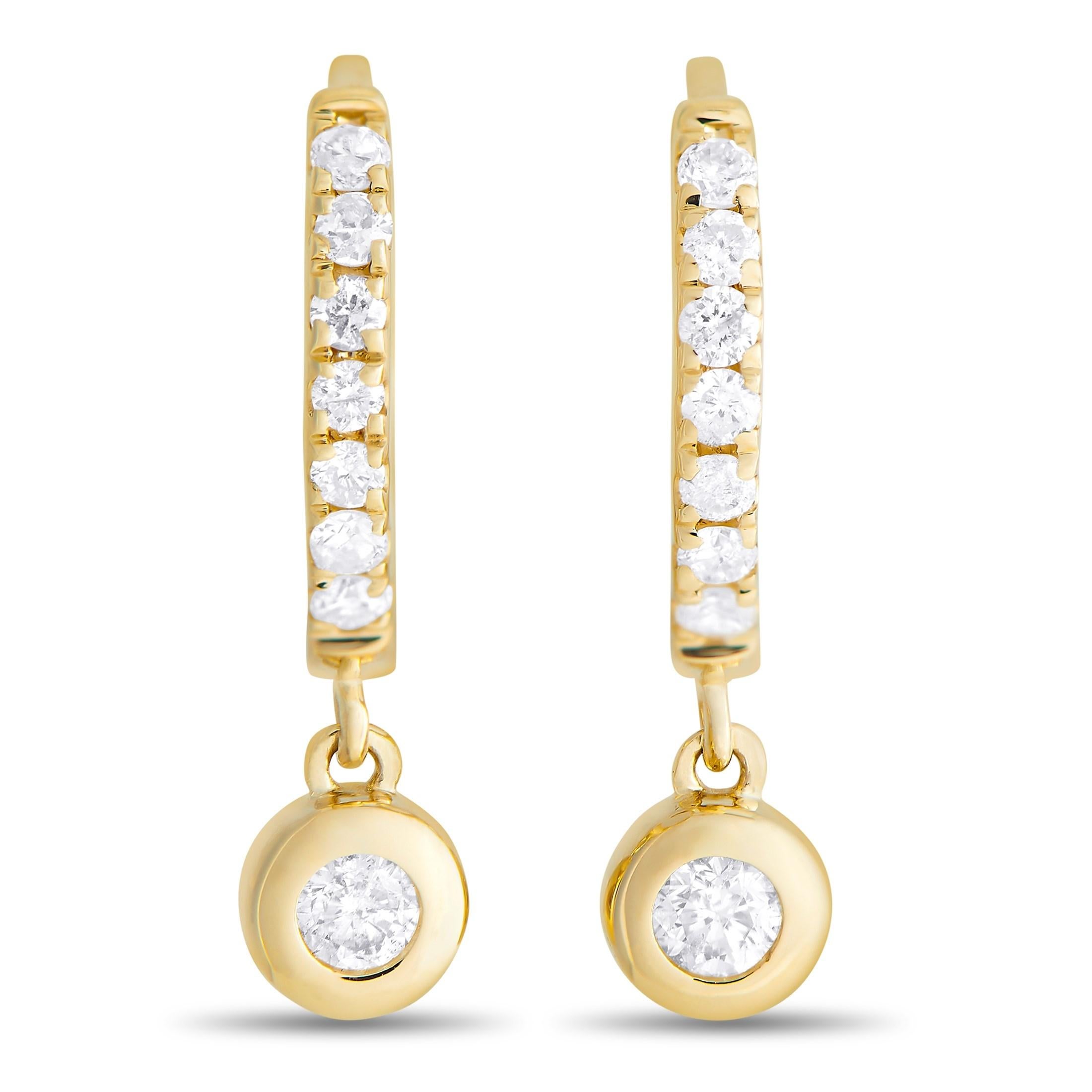 LB Exclusive 14K Yellow Gold 0.15 ct Diamond Earrings In New Condition In Southampton, PA