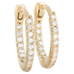 LB Exclusive 14K Yellow Gold 0.15 Ct Diamond Small Inside Out Hoop Earrings