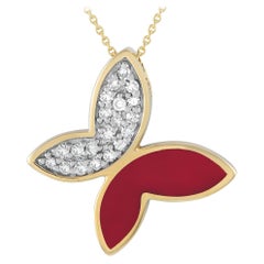 LB Exclusive Collar Colgante Mariposa 0.15ct Oro Amarillo 14K PN15064R