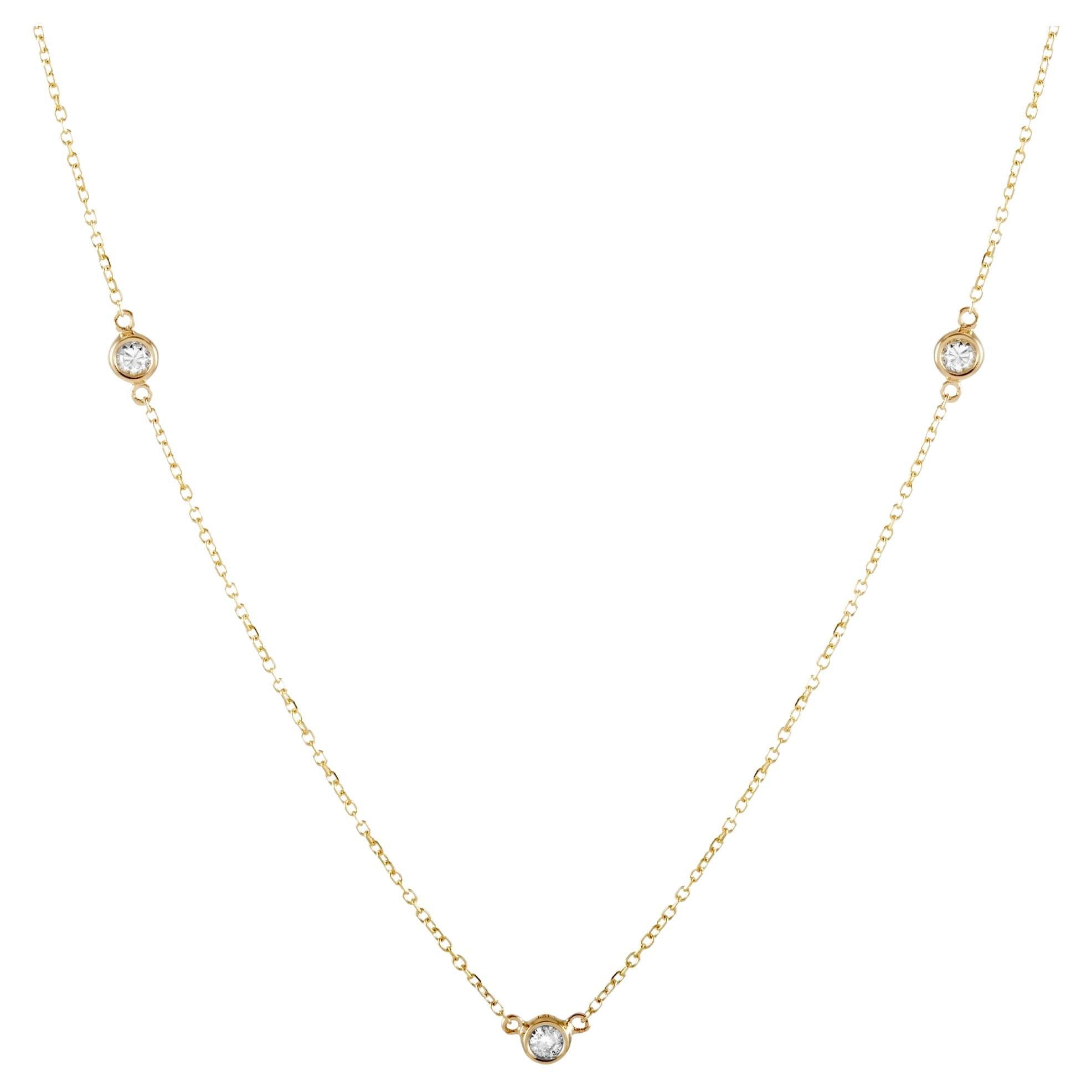 Lb Exclusive 14k Yellow Gold 0.15 Carat Diamond Necklace