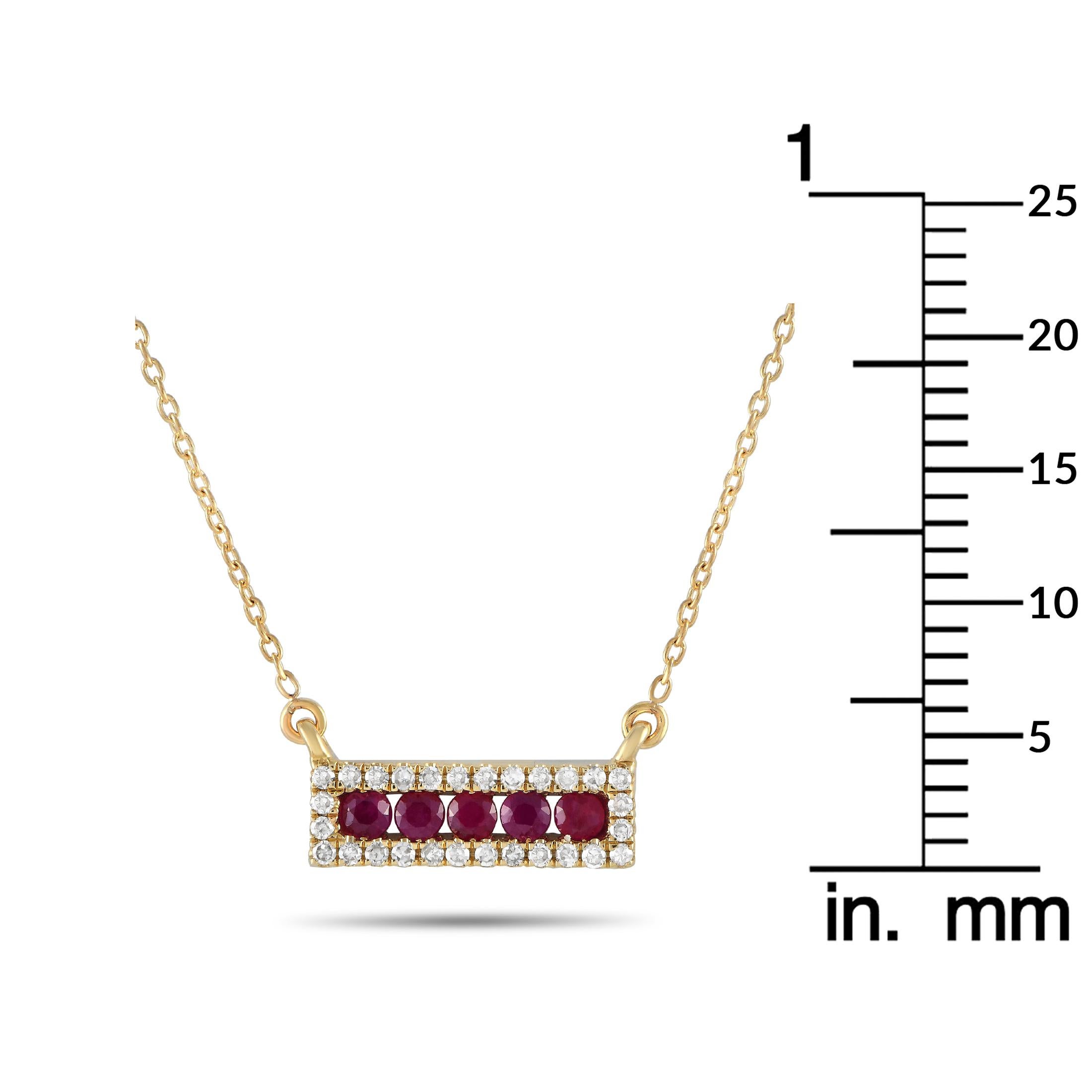 LB Exclusive 14K Yellow Gold 0.15ct Diamond & Ruby Pendant Necklace NK4-14783YRU In New Condition For Sale In Southampton, PA