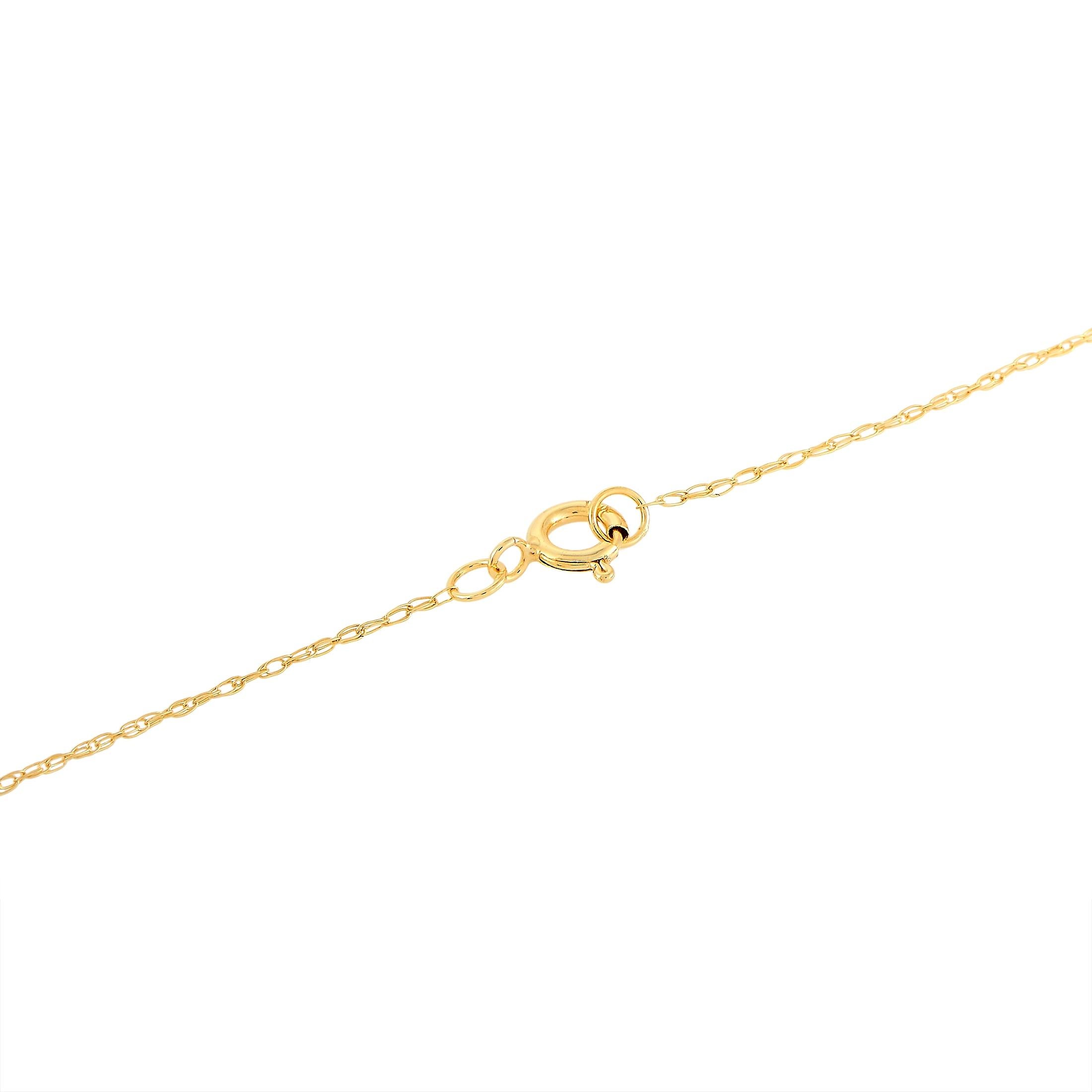 Round Cut LB Exclusive 14k Yellow Gold 0.16 Ct Diamond Cross Pendant Necklace