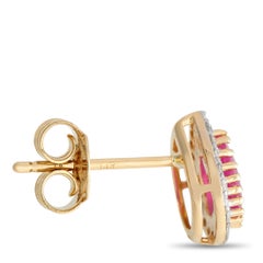 LB Exclusive 14K Yellow Gold 0.17ct Diamond & Ruby Stud Earrings ER4-15272YRU