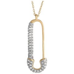 LB Exclusive 14K Yellow Gold 0.17ct Diamond Safety Pin Necklace PD4-16188Y