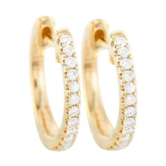 LB Exclusive 14k Yellow Gold 0.18 ct Diamond Hoop Earrings