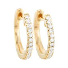 LB Exclusive 14k Yellow Gold 0.18 Ct Diamond Hoop Earrings
