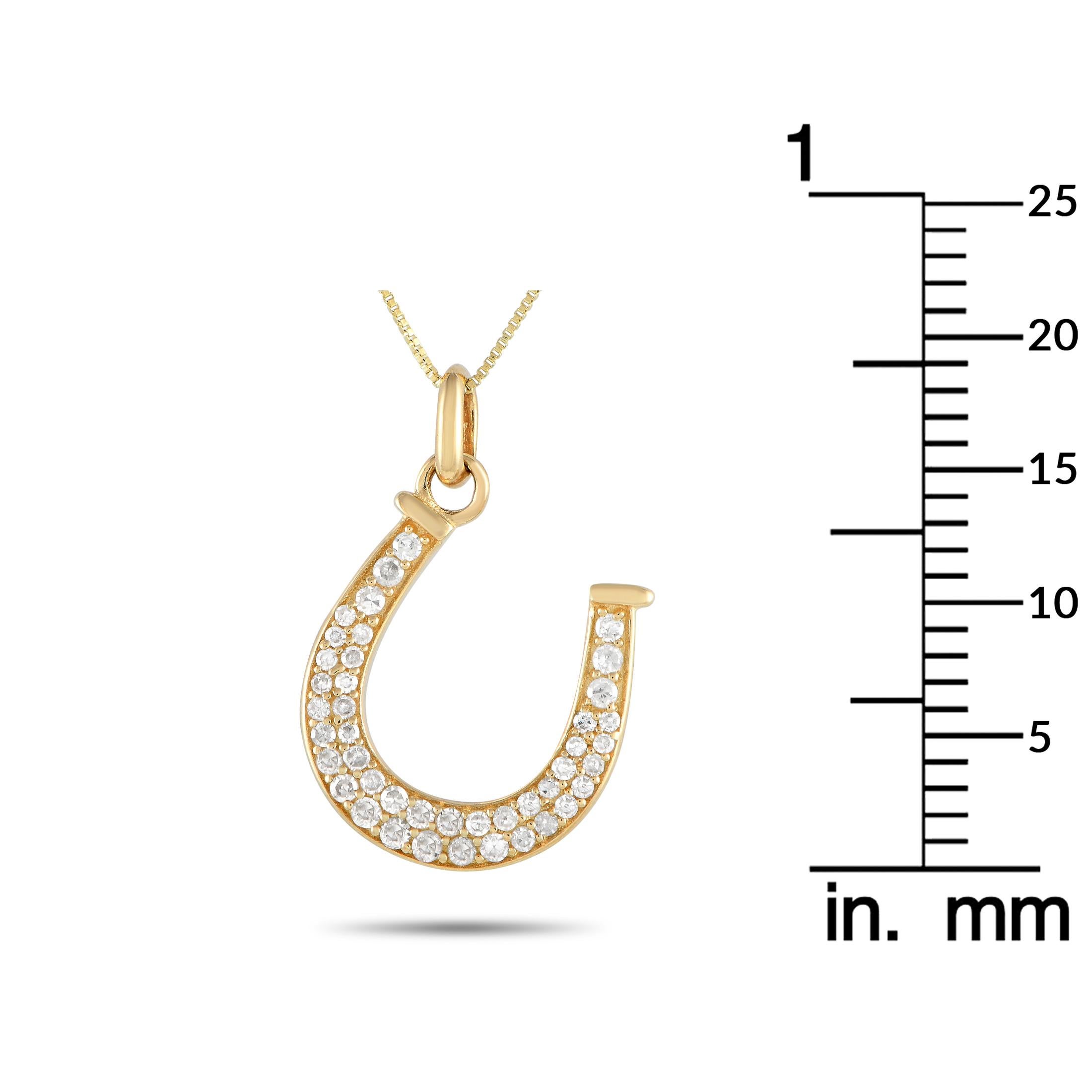 LB Exclusive 14K Yellow Gold 0.18ct Diamond Horseshoe Necklace PD4-15625Y In New Condition For Sale In Southampton, PA
