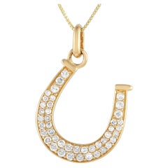 LB Exclusive 14K Yellow Gold 0.18ct Diamond Horseshoe Necklace PD4-15625Y