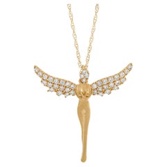LB Exclusive 14K Yellow Gold 0.19 Ct Diamond Angel Necklace