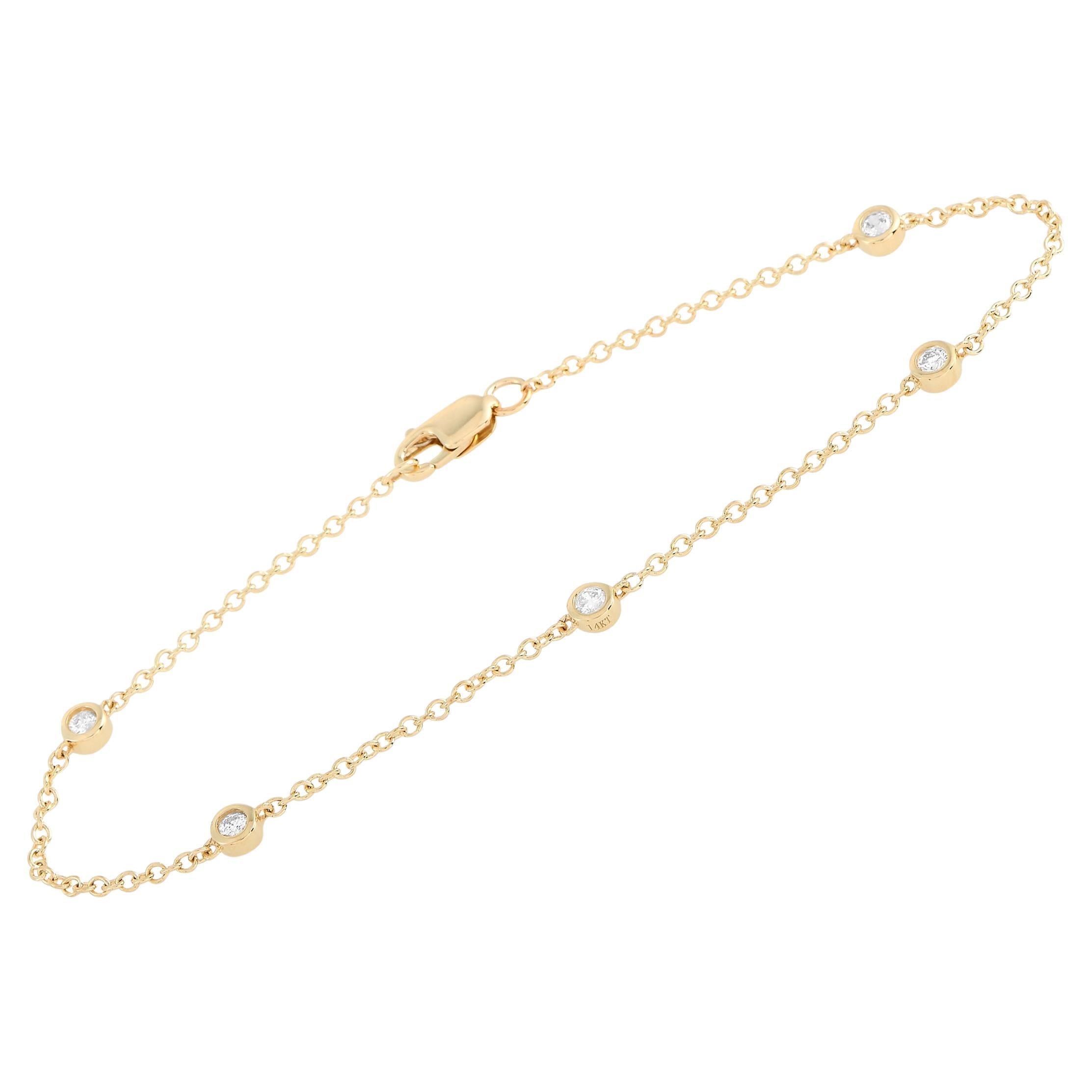 LB Exclusive Bracelet en or jaune 14 carats avec diamants de 0,20 carat en vente