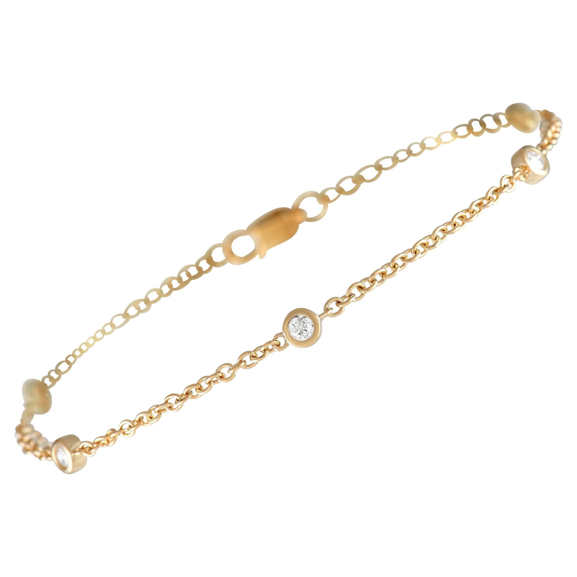 LB Exclusive Bracelet en or jaune 14 carats avec diamants de 0,20 carat