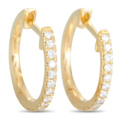 LB Exclusive 14K Yellow Gold 0.20 ct Diamond Hoop Earrings