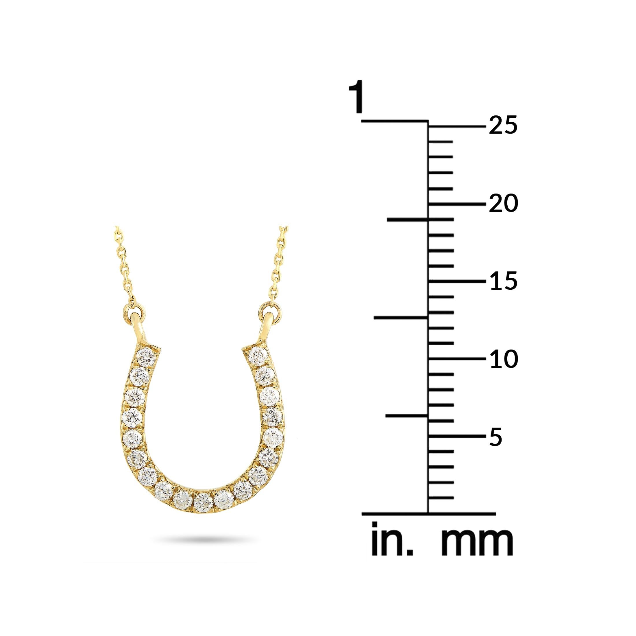 LB Exclusive 14 Karat Yellow Gold 0.20 Carat Diamond Horseshoe Pendant Necklace In New Condition In Southampton, PA