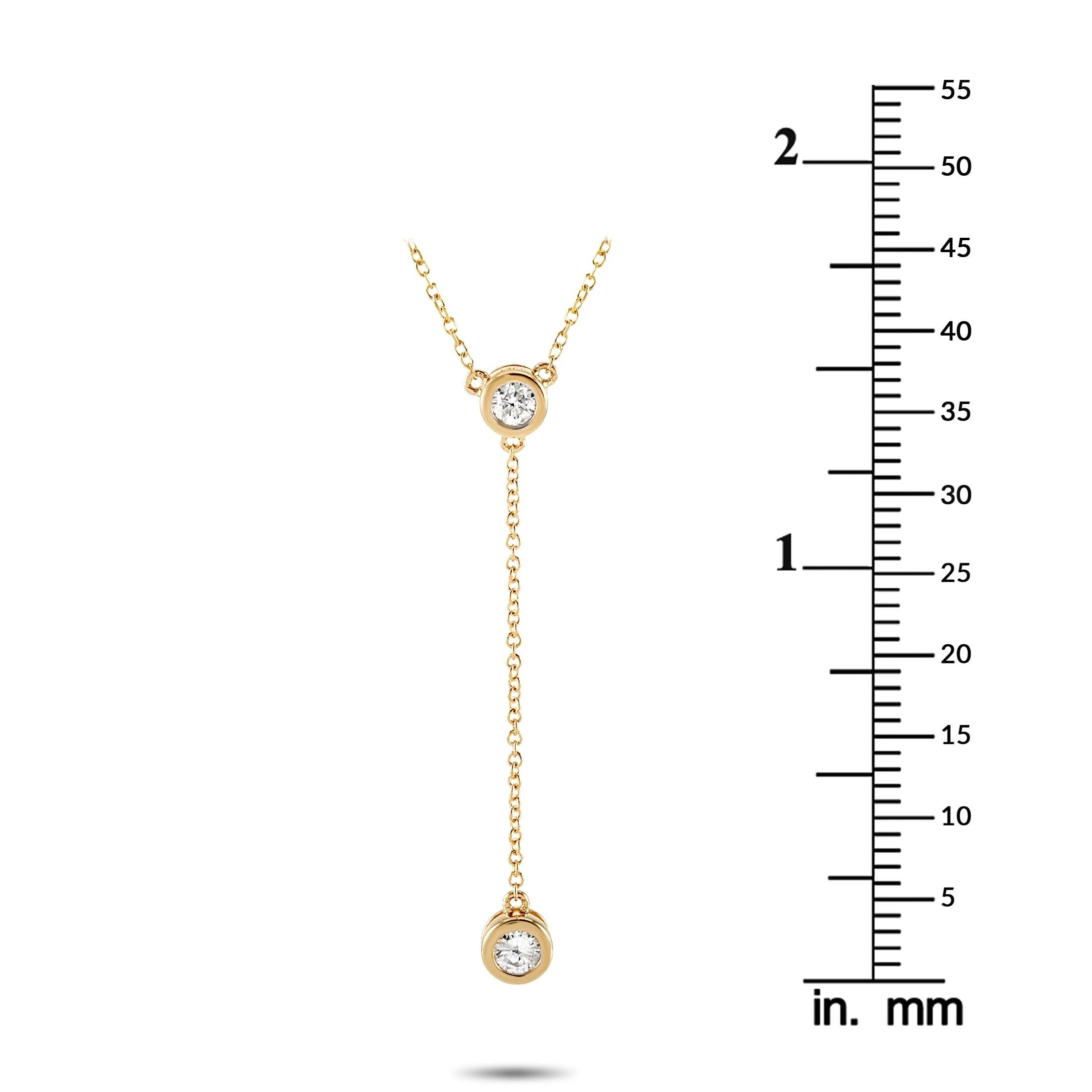 Round Cut LB Exclusive 14K Yellow Gold 0.20 ct Diamond Pendant Necklace  For Sale