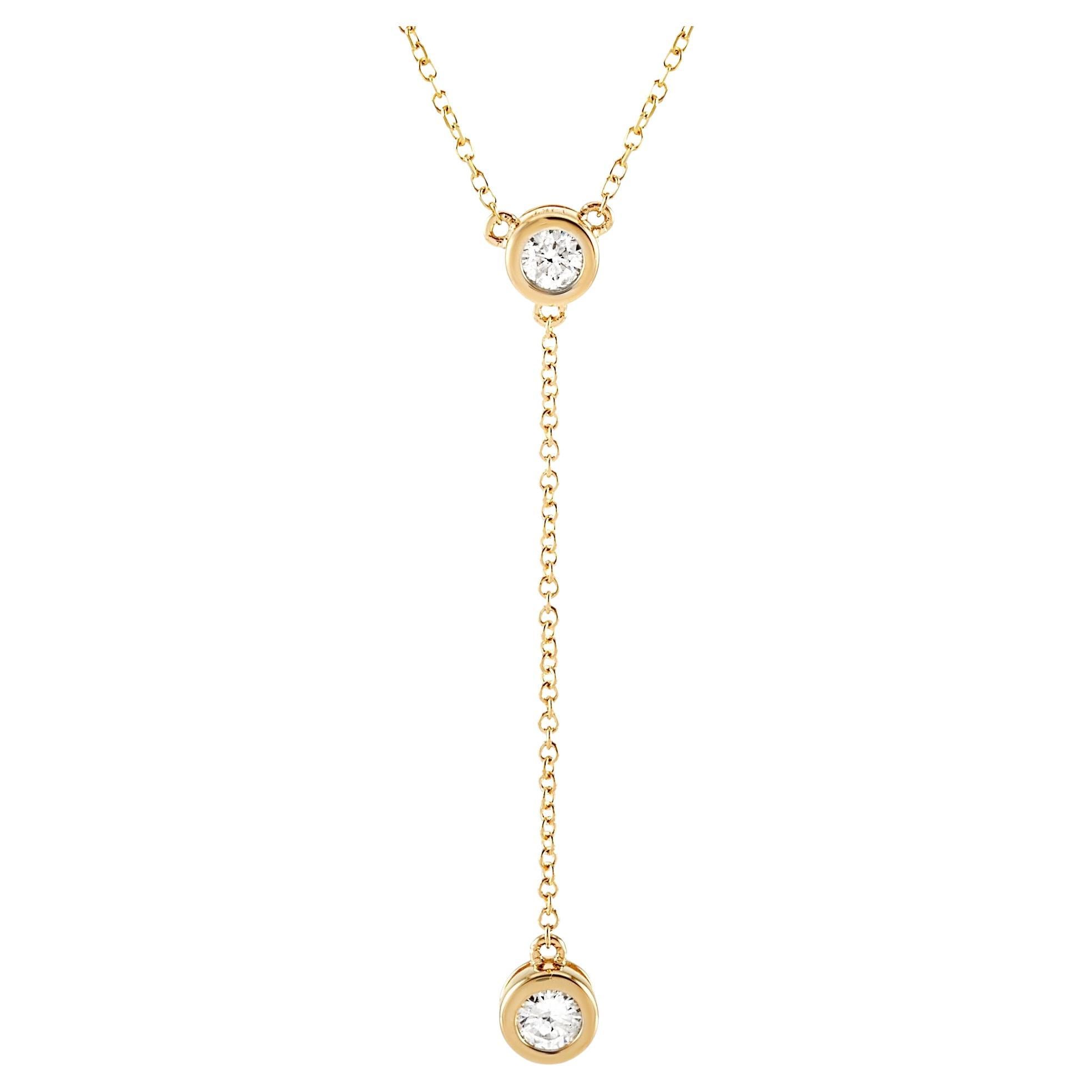 LB Exclusive 14K Yellow Gold 0.20 ct Diamond Pendant Necklace 