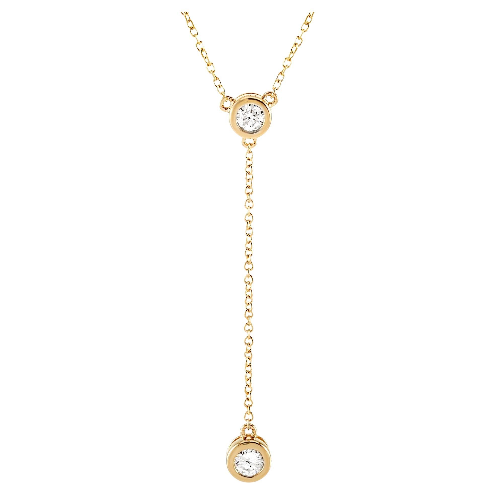 LB Exclusive Collier pendentif en or jaune 14 carats avec diamants de 0,20 carat 