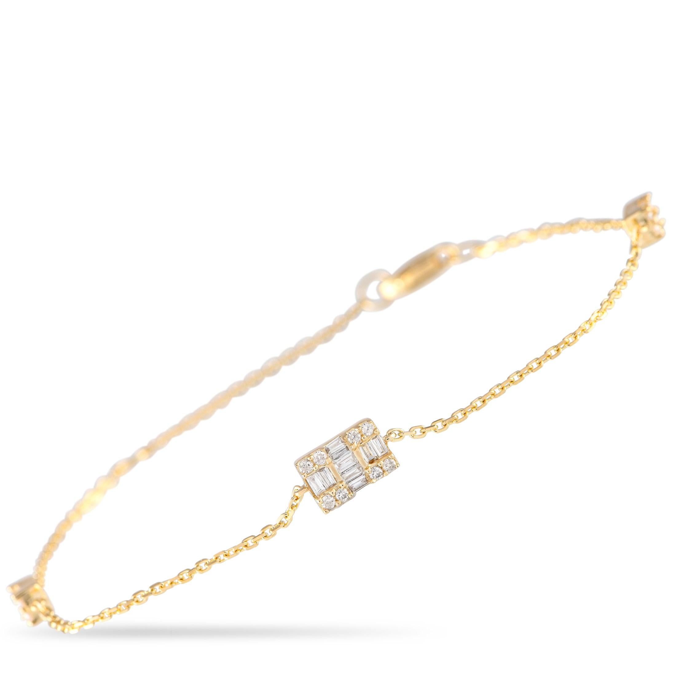 LB Exclusive Bracelet en or jaune 14 carats avec diamants de 0,20 carat Neuf - En vente à Southampton, PA