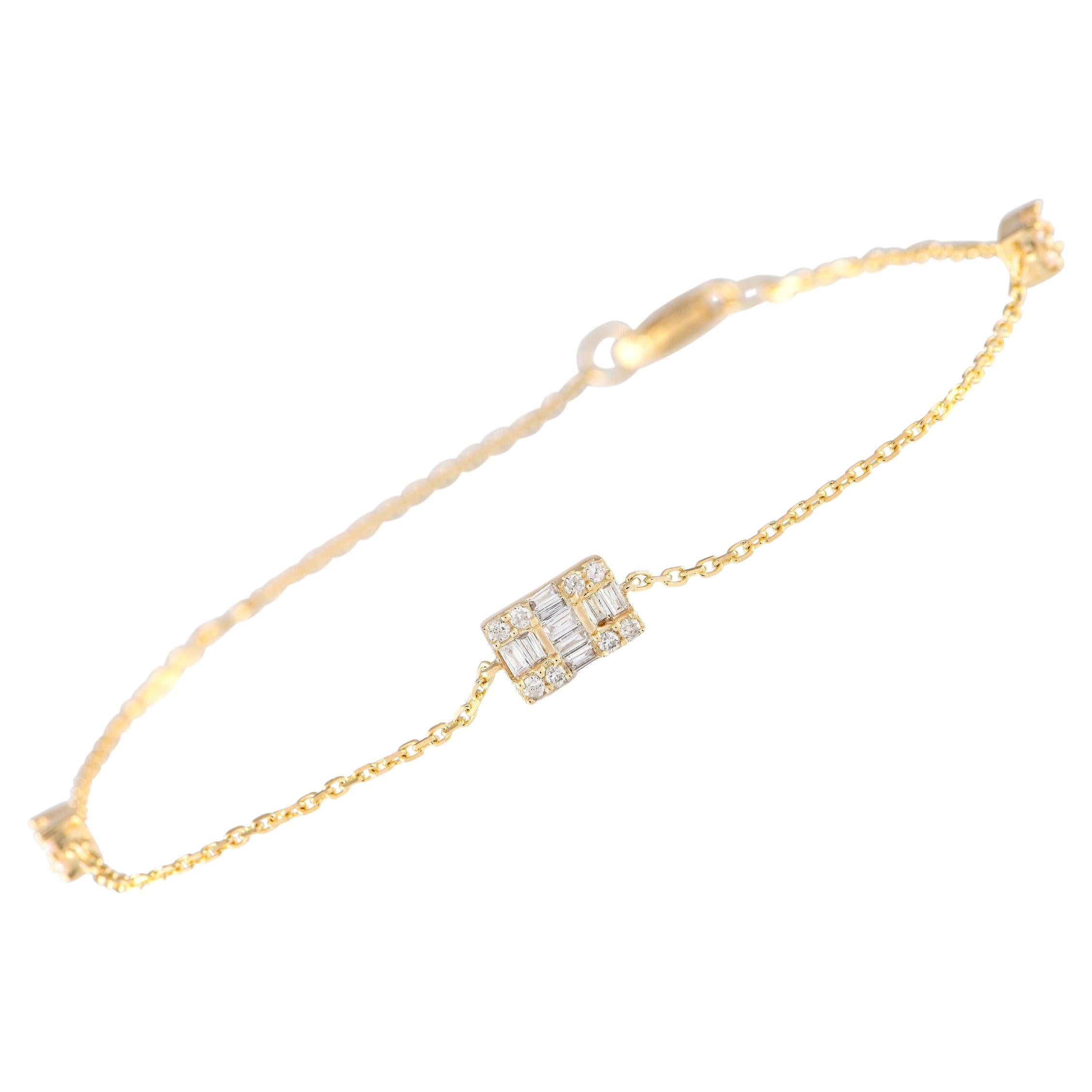 LB Exclusive Bracelet en or jaune 14 carats avec diamants de 0,20 carat