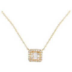 LB Exclusive 14K Yellow Gold 0.20ct Diamond Cluster Necklace PN14808