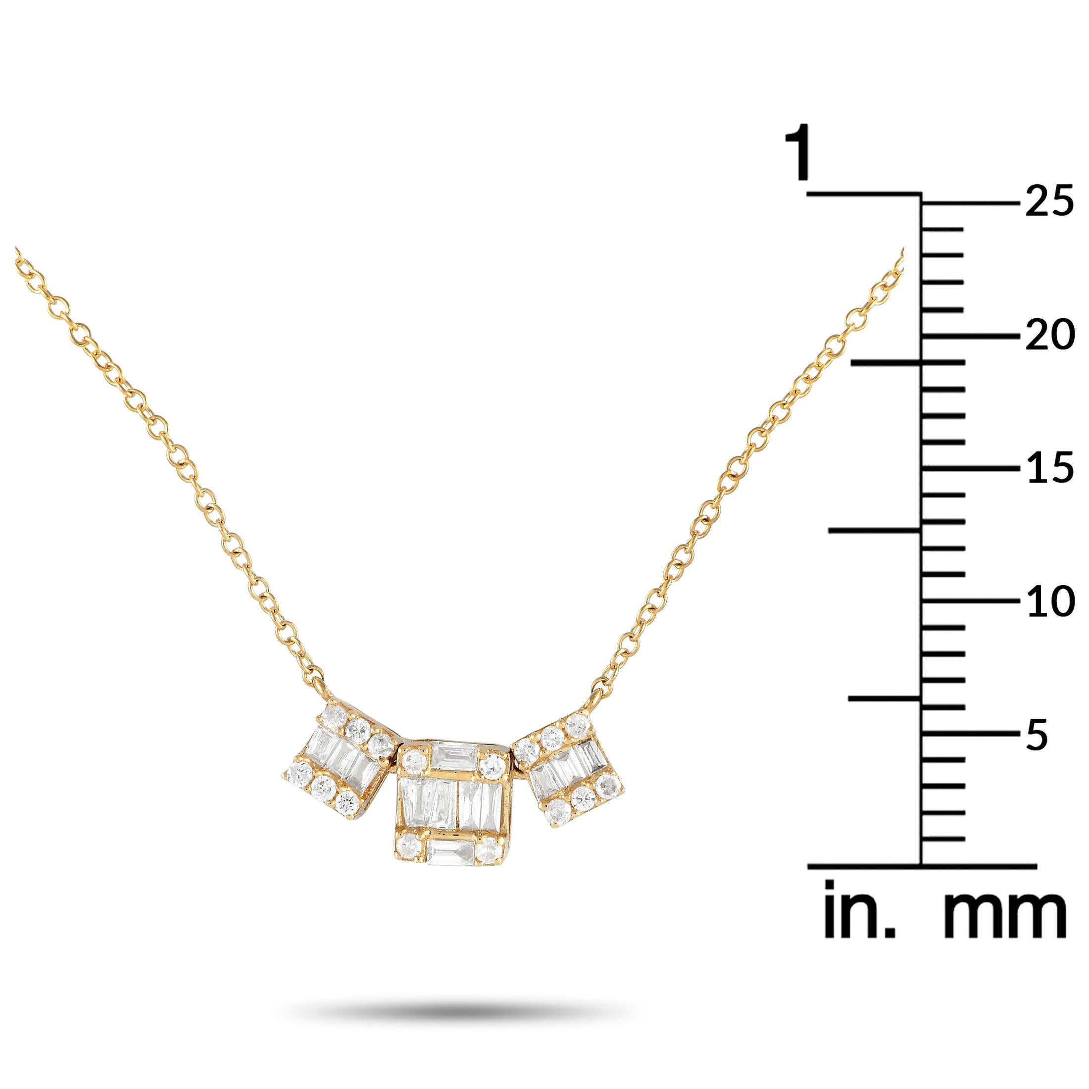 Mixed Cut LB Exclusive 14K Yellow Gold 0.20ct Diamond Cluster Necklace PN14844 For Sale