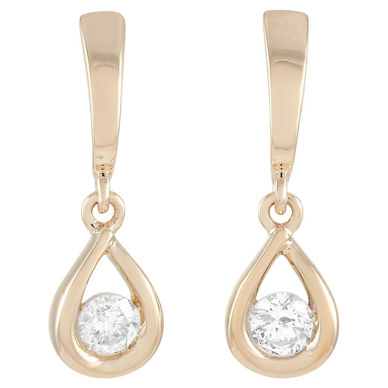 Lb Exclusive 14k Yellow Gold 0.20 Carat Diamond Earrings For Sale
