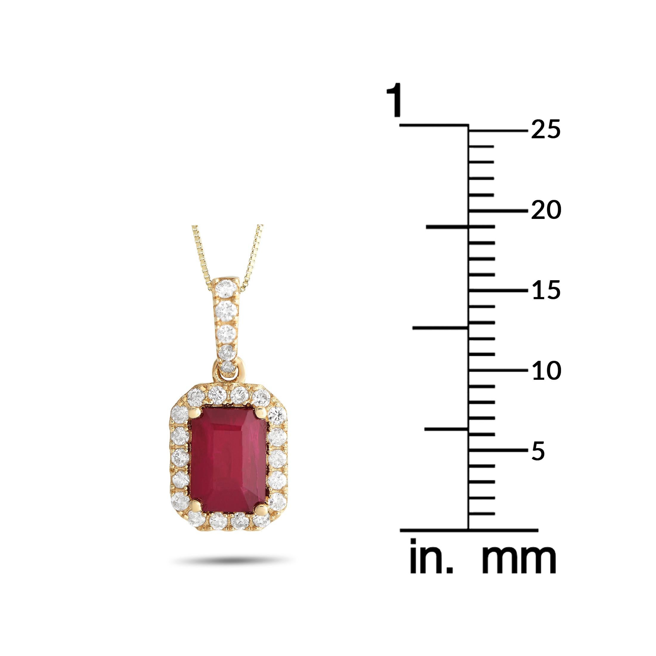 LB Exclusive 14K Yellow Gold 0.20ct Diamond & Ruby Pendant Necklace PD4-15910YRU In New Condition For Sale In Southampton, PA