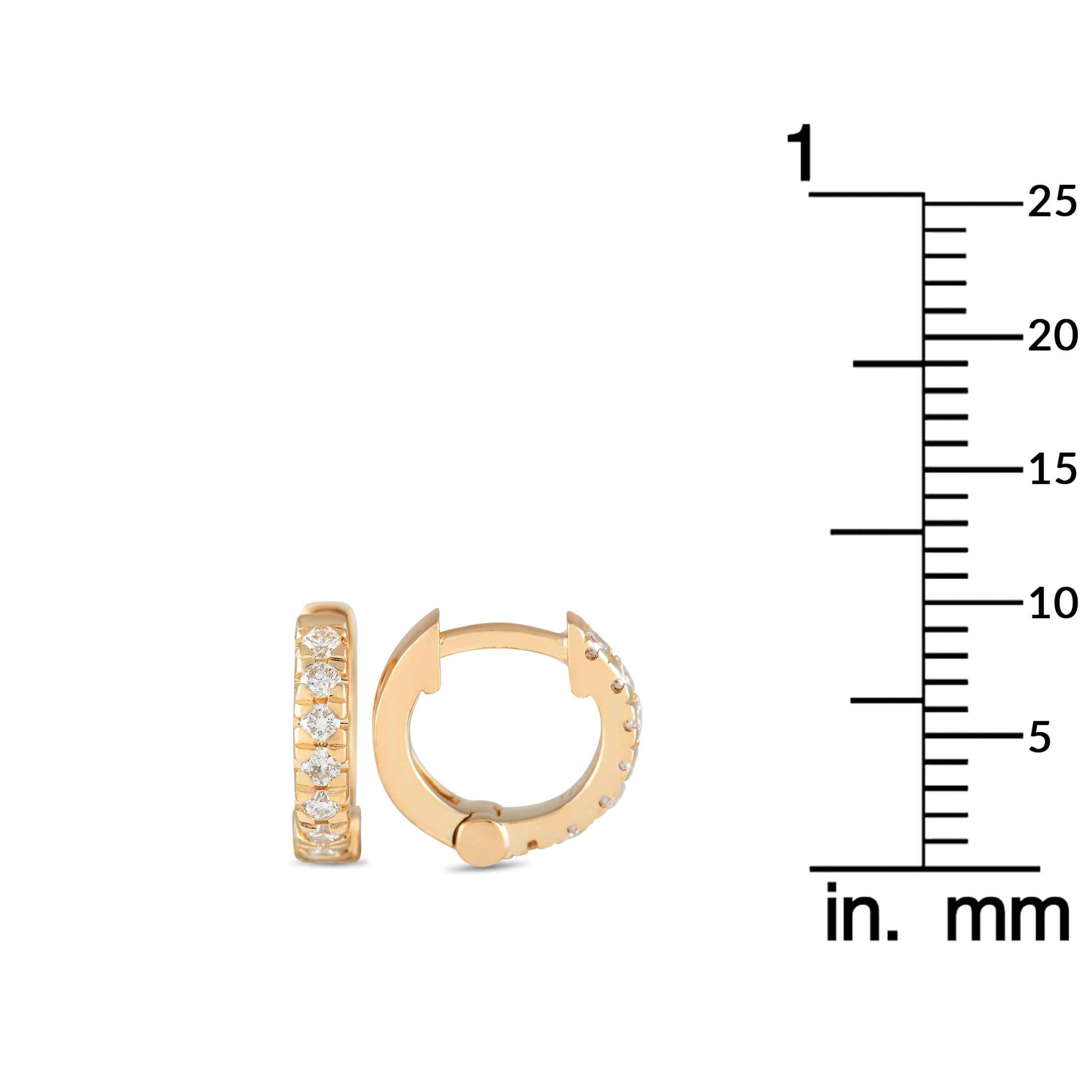 Round Cut LB Exclusive 14K Yellow Gold 0.22ct Diamond Hoop Earrings