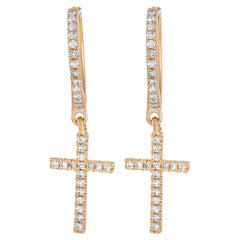 LB Exklusive 14K Gelbgold 0,24 Karat Diamant-Kreuz-Ohrringe