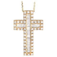 LB Exclusive 14K Yellow Gold 0.24 ct Diamond Cross Necklace