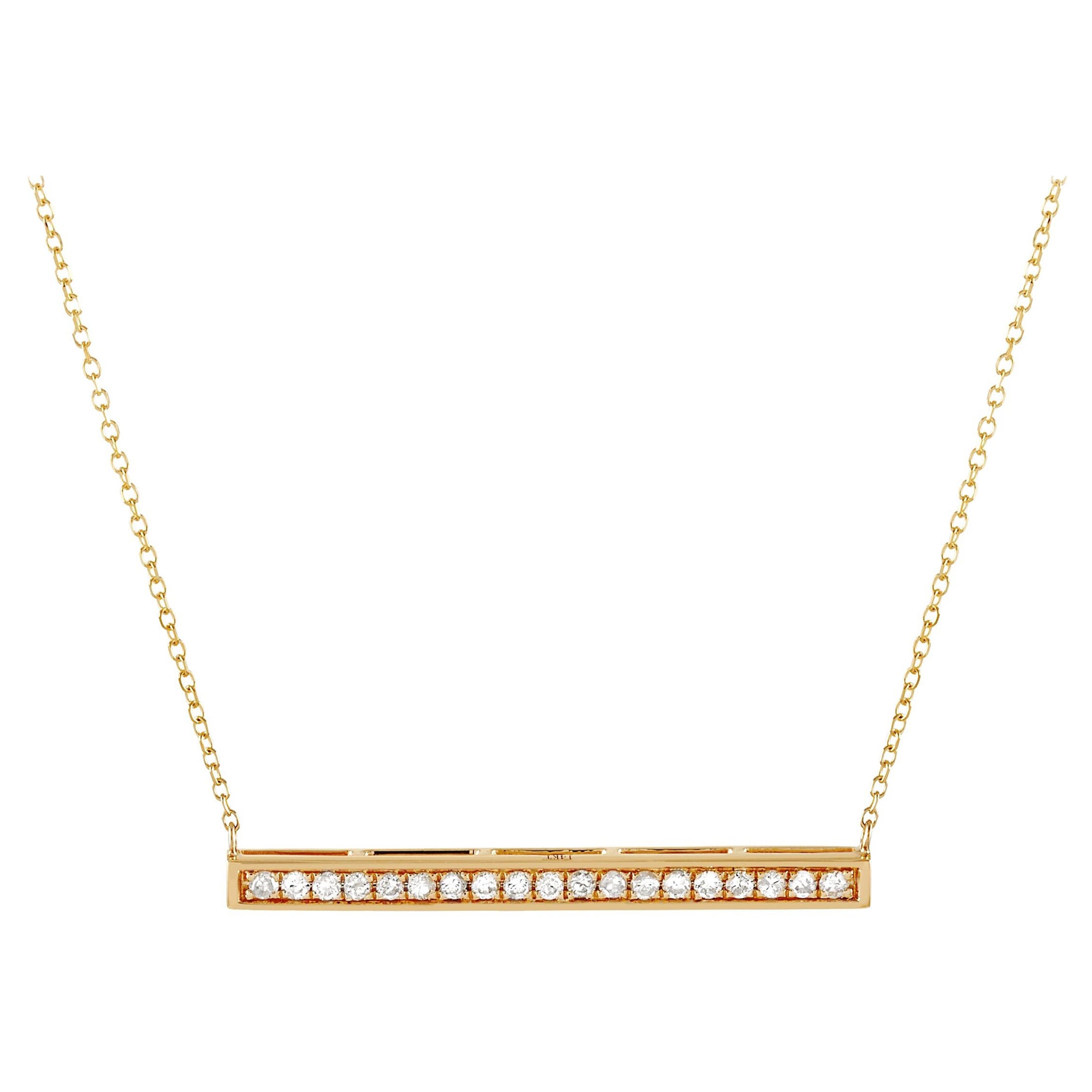 LB Exclusive Collar de barra de diamantes de 0,25 ct en oro amarillo de 14 quilates