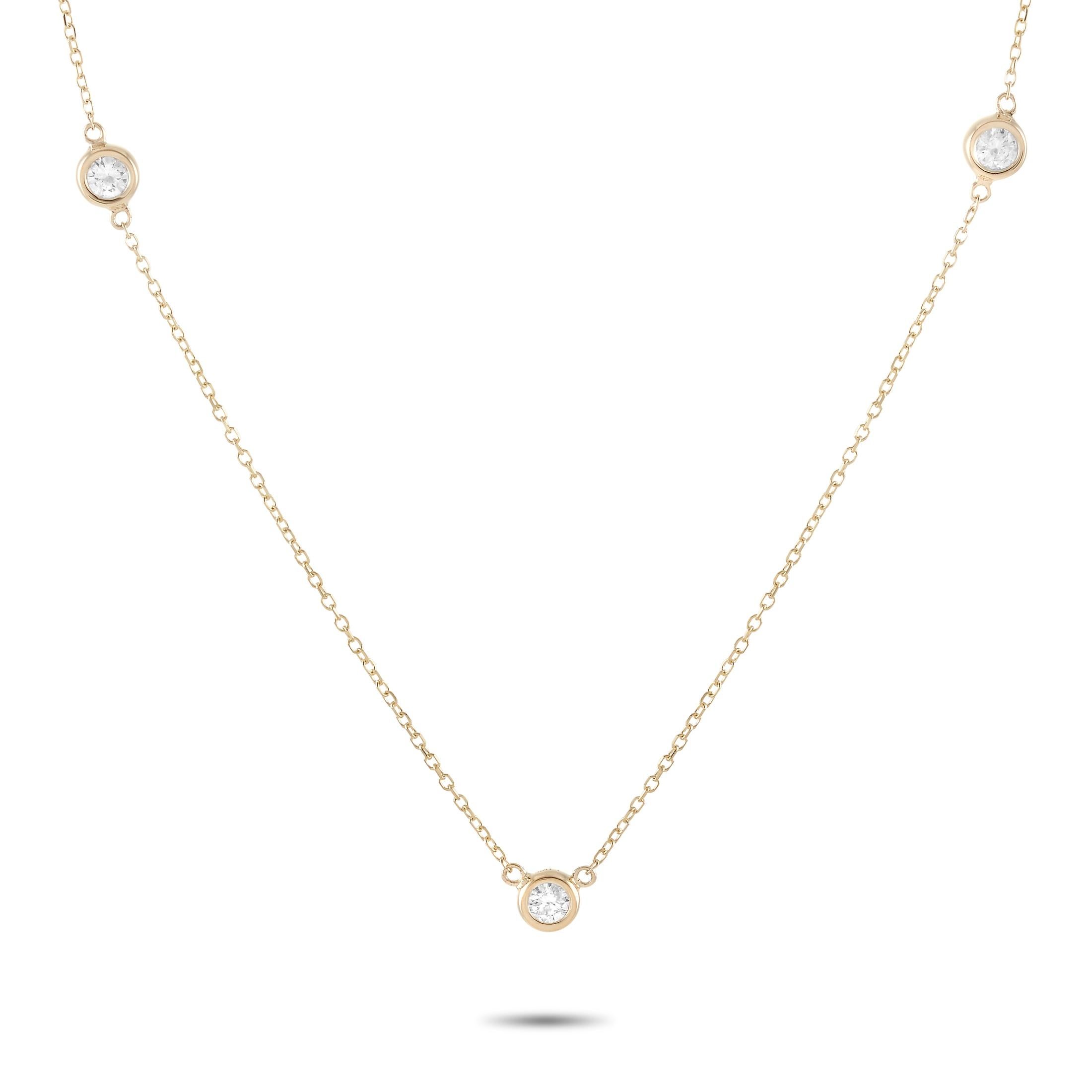 Lb Exclusive 14k Yellow Gold 0.25 Carat Diamond Necklace In New Condition For Sale In Southampton, PA