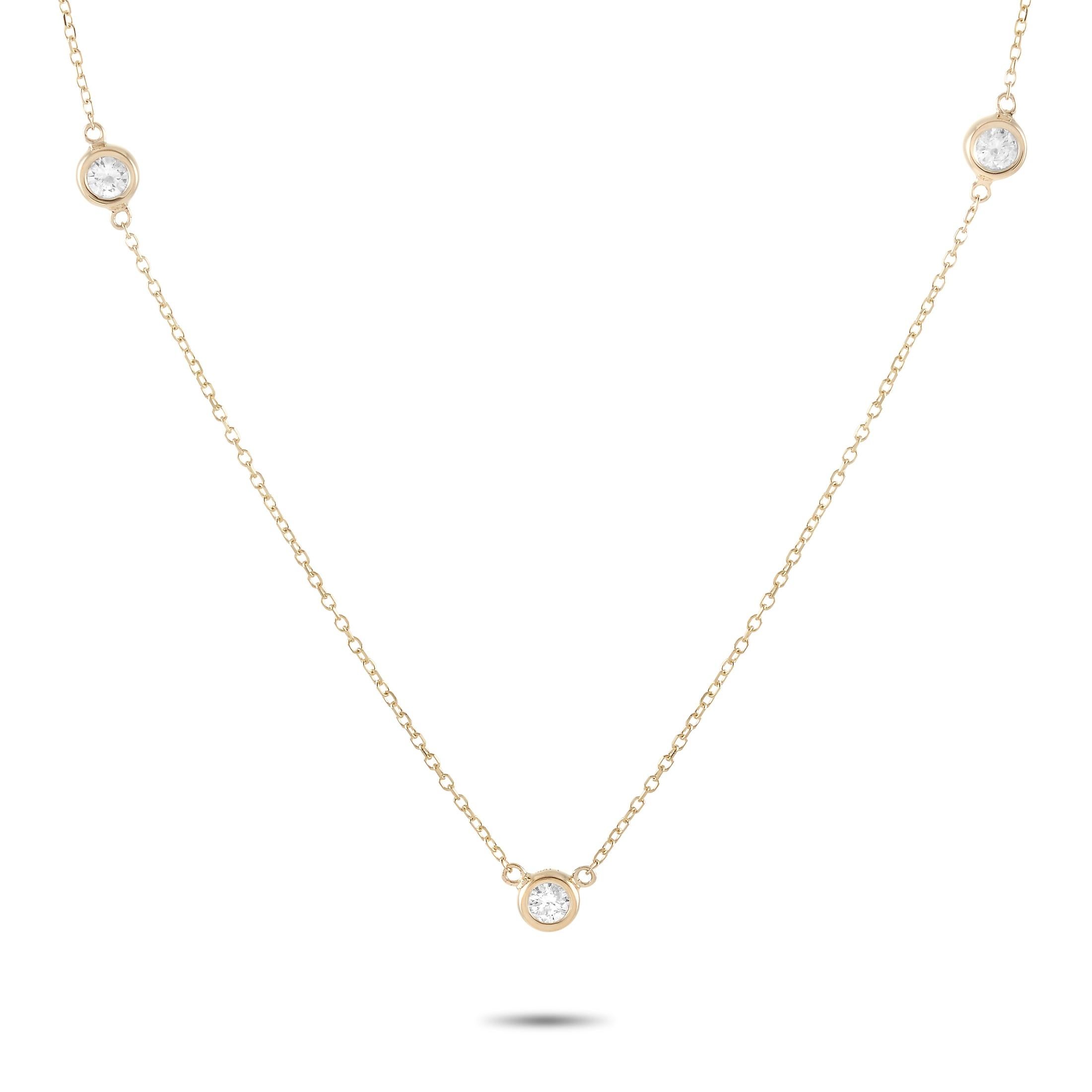 Lb Exclusive 14k Yellow Gold 0.25 Carat Diamond Necklace In New Condition In Southampton, PA