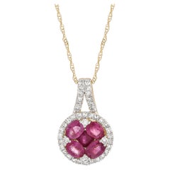 LB Exclusive 14K Yellow Gold 0.25 Ct Diamond and Ruby Pendant Necklace