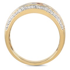 LB Exclusive 10K Yellow Gold 0.25 Ct Diamond and Ruby Ring