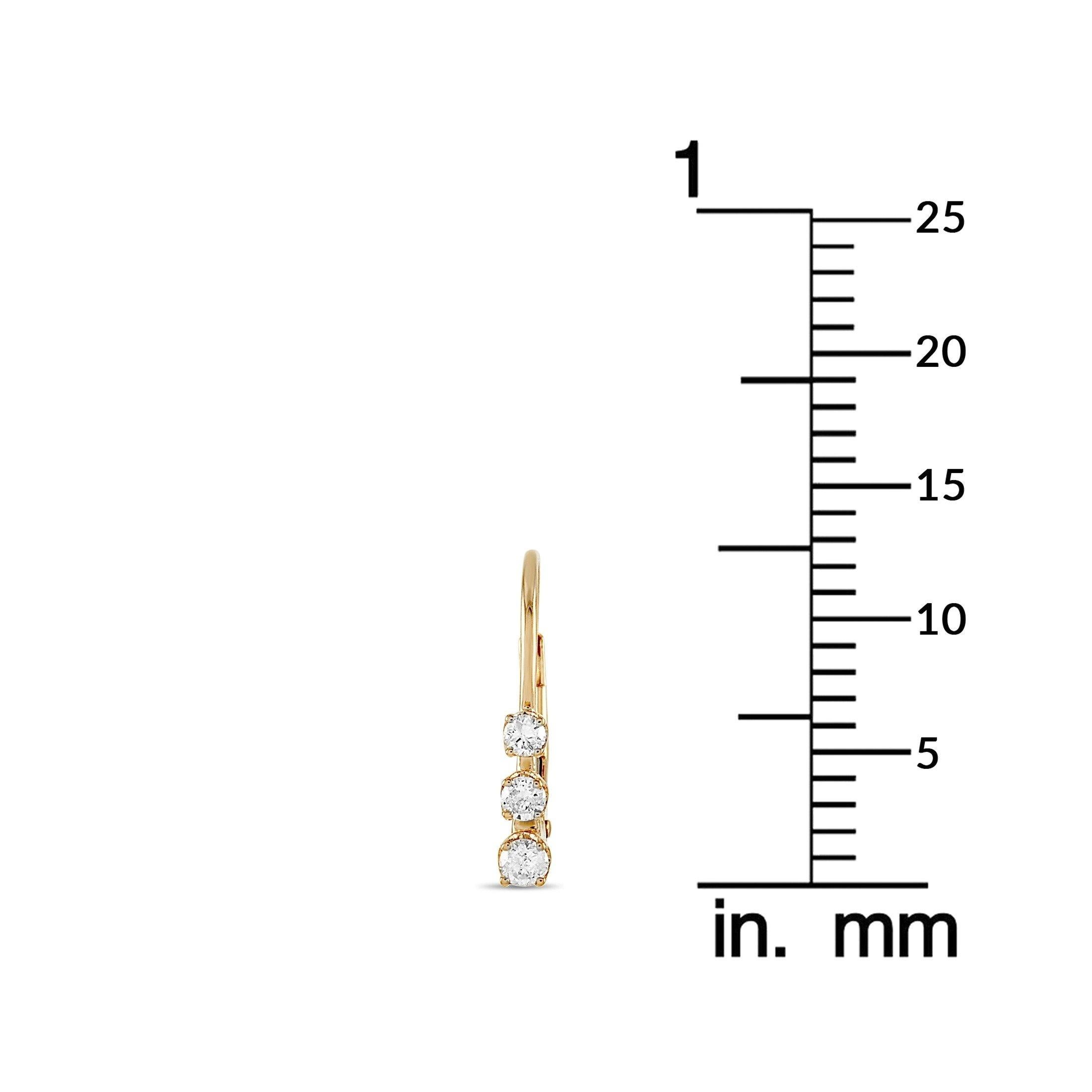Round Cut LB Exclusive 14K Yellow Gold 0.25 Ct Diamond Earrings For Sale