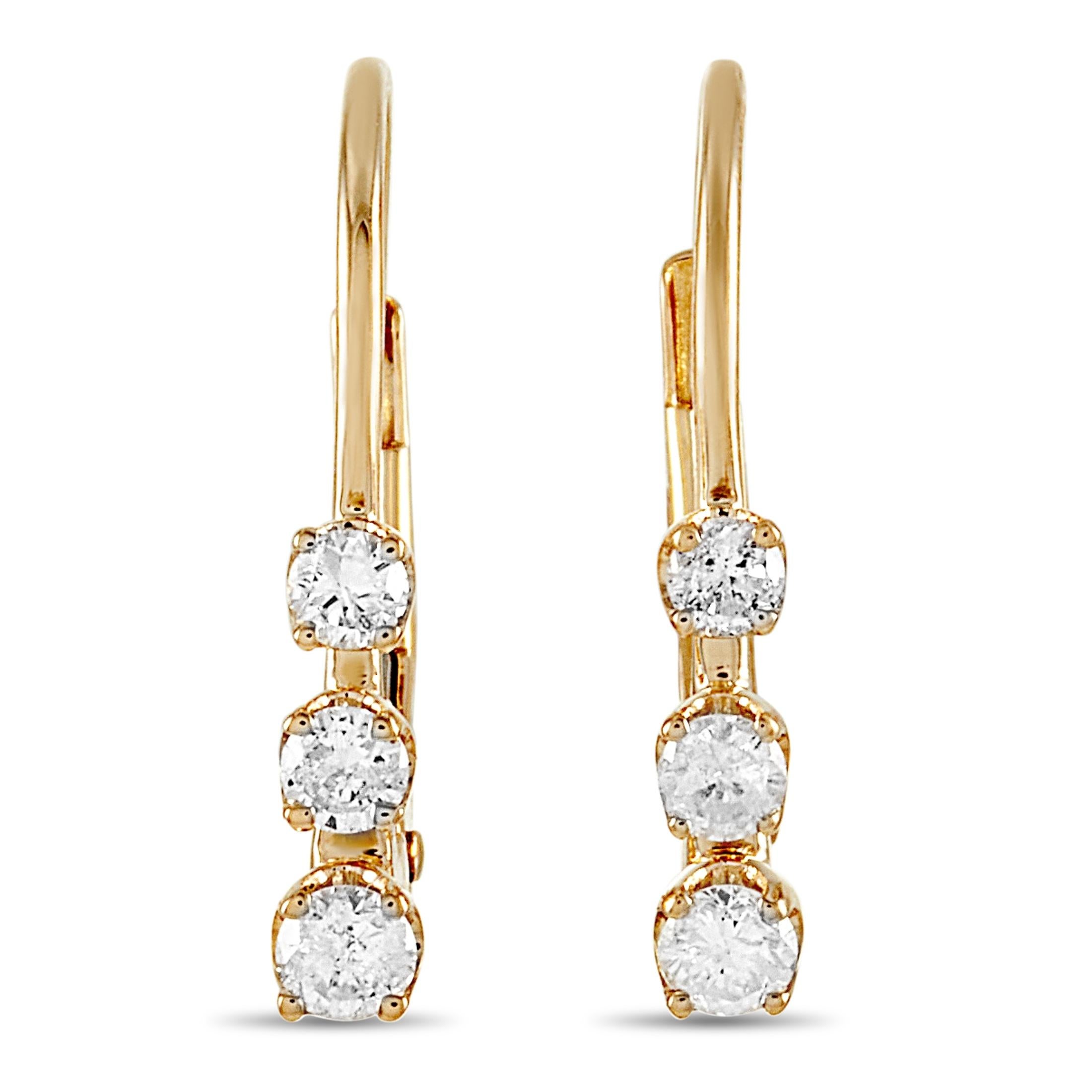 LB Exclusive 14K Yellow Gold 0.25 Ct Diamond Earrings In New Condition For Sale In Southampton, PA