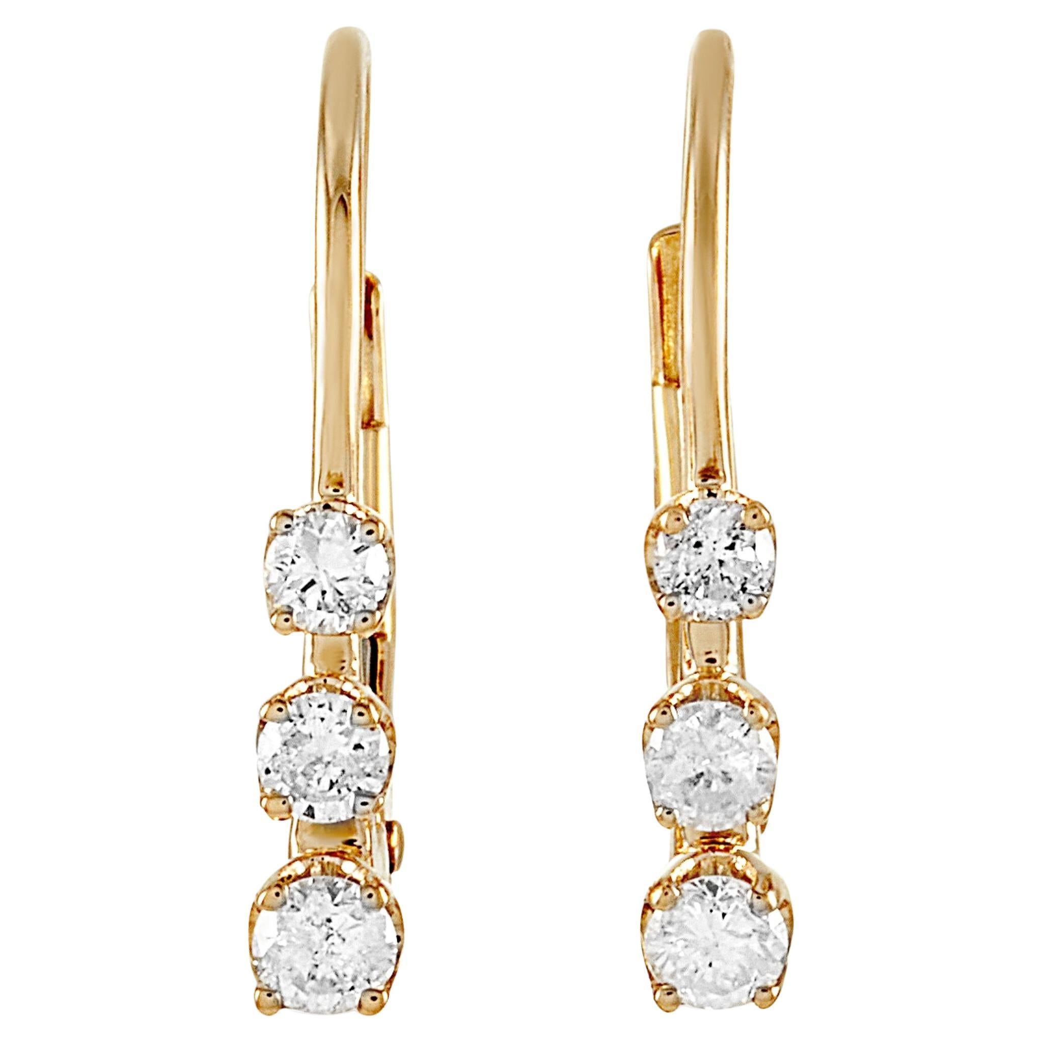 LB Exclusive 14K Yellow Gold 0.25 Ct Diamond Earrings For Sale