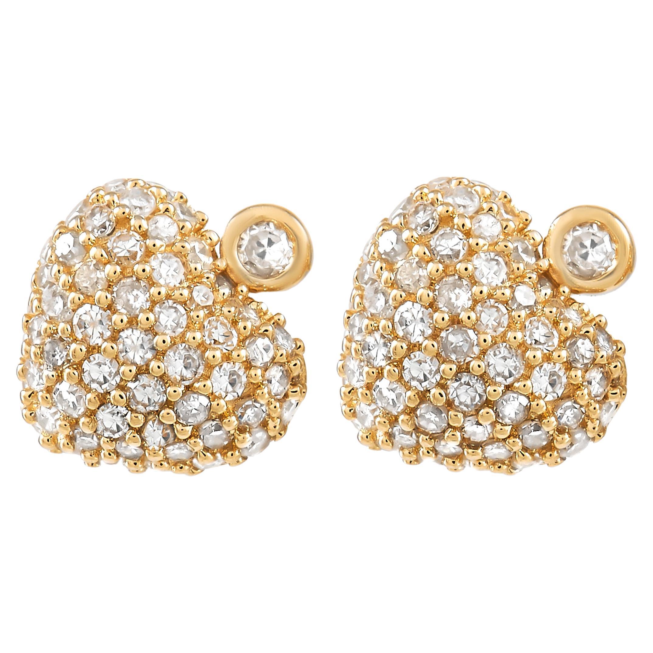 LB Exclusive Boucles d'oreilles en forme de cœur en or jaune 14 carats avec diamants 0,25 carat