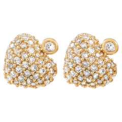 LB Exclusive Boucles d'oreilles en forme de cœur en or jaune 14 carats avec diamants 0,25 carat