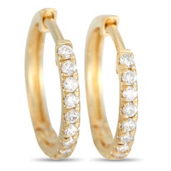 LB Exclusive 14K Yellow Gold 0.25 Ct Diamond Hoop Earrings
